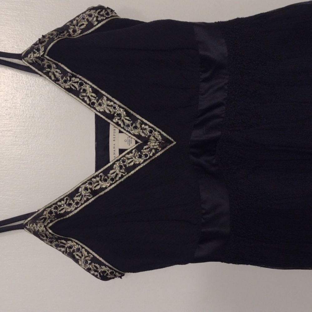 Banana Republic Black and Gold Beaded Dress Size 0